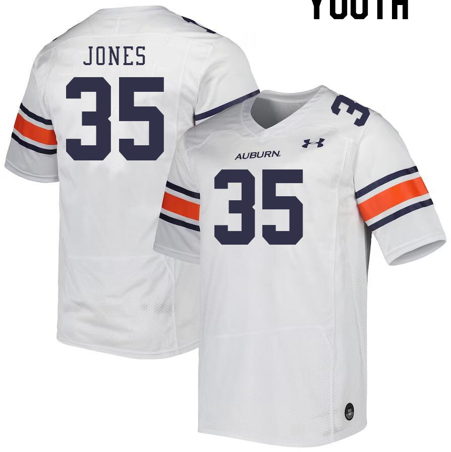 Youth #35 Justin Jones Auburn Tigers College Football Jerseys Stitched-White - Click Image to Close